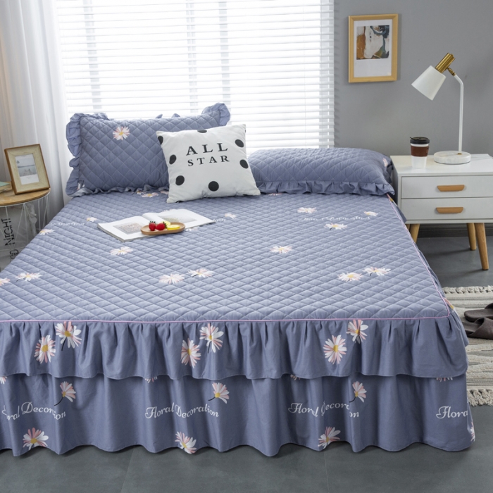 91家纺网 家纺一手货源 找家纺 情煊  2021新款全棉夹棉床裙(可定制尺寸) 雏菊之恋