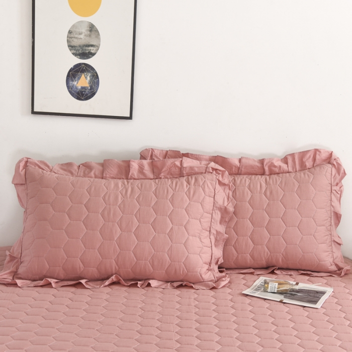 91家纺网 家纺一手货源 找家纺 情煊  2021新款全棉夹棉床裙(可定制尺寸) 豆沙