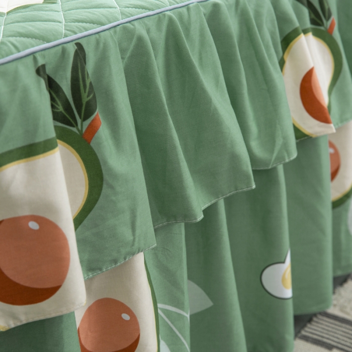 91家纺网 家纺一手货源 找家纺 情煊  2021新款全棉夹棉床裙(可定制尺寸) 牛油果