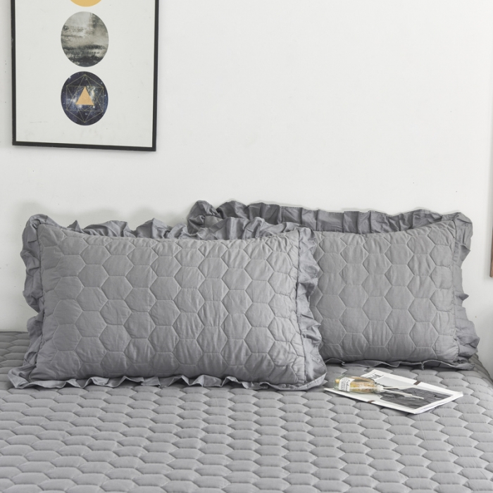 91家纺网 家纺一手货源 找家纺 情煊  2021新款全棉夹棉床裙(可定制尺寸) 绅士灰