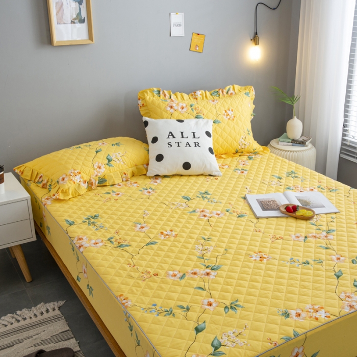 91家纺网 家纺一手货源 找家纺 情煊 2021新款全棉夹棉床笠(可定制尺寸) 静沐花开