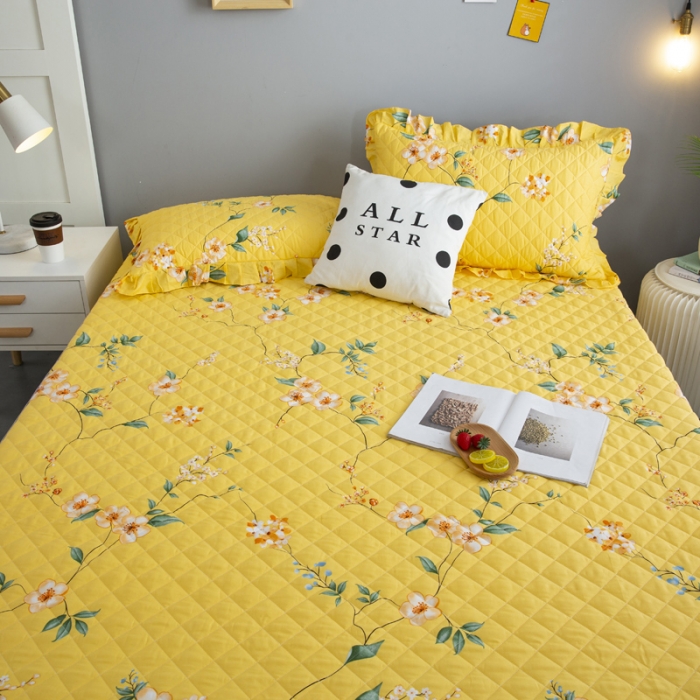 91家纺网 家纺一手货源 找家纺 情煊 2021新款全棉夹棉床笠(可定制尺寸) 静沐花开