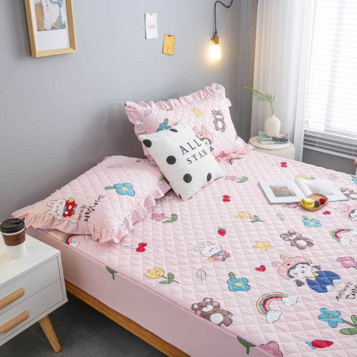 91家纺网 家纺一手货源 找家纺 情煊 2021新款全棉夹棉床笠(可定制尺寸) 摩登女孩