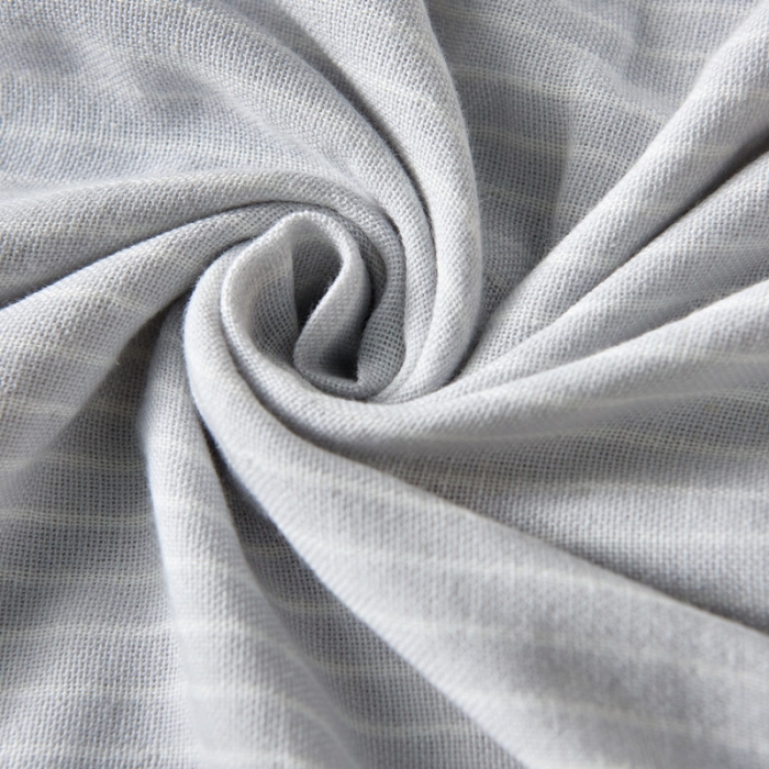 91家纺网 家纺一手货源 找家纺 朴尔2021日式简约条纹全棉三层纱布枕巾50*75cm 浅灰