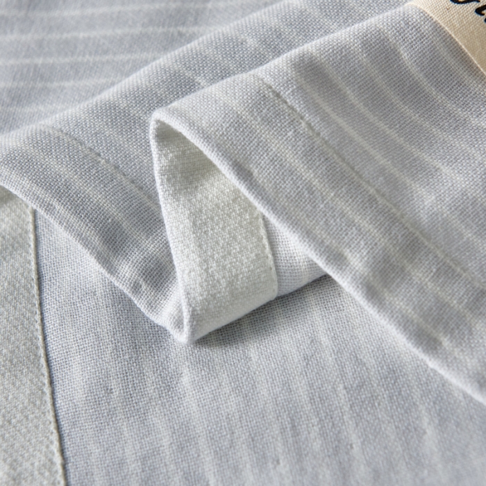 91家纺网 家纺一手货源 找家纺 朴尔2021日式简约条纹全棉三层纱布枕巾50*75cm 浅灰