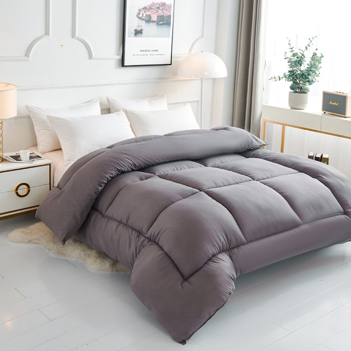 91家纺网 家纺一手货源 找家纺 被多多 2024新款磨毛印花冬被 灰色