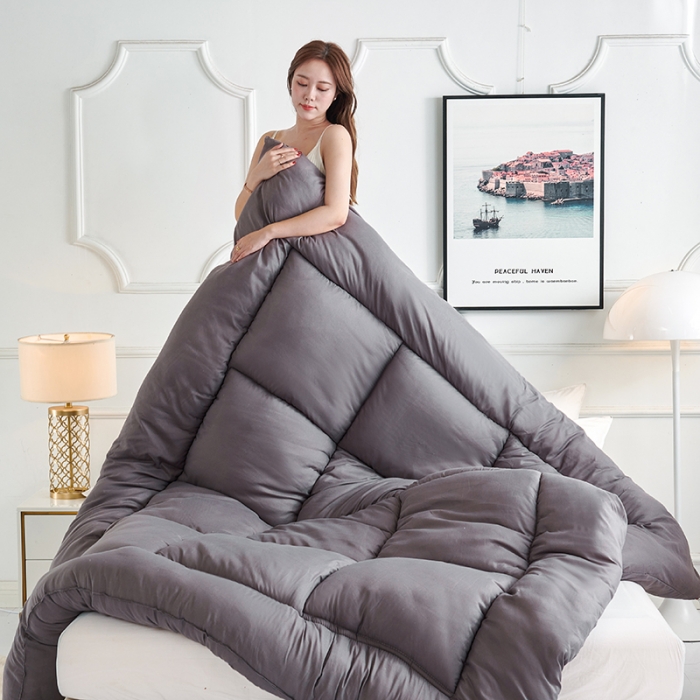 91家纺网 家纺一手货源 找家纺 被多多 2024新款磨毛印花冬被 灰色