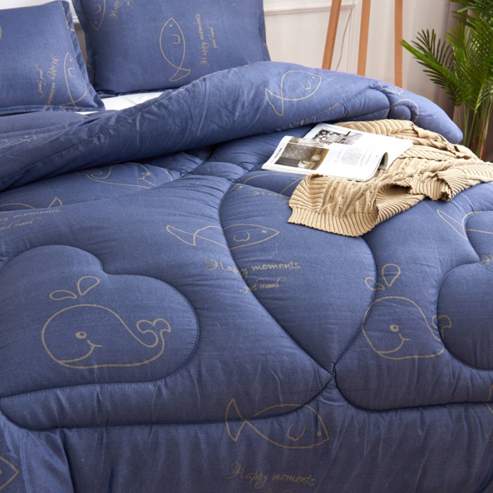 91家纺网 家纺一手货源 找家纺 被多多 2024新款磨毛印花冬被 鲸鱼