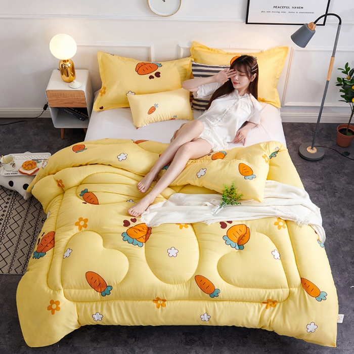 91家纺网 家纺一手货源 找家纺 被多多 2024新款磨毛印花冬被 开心萝卜