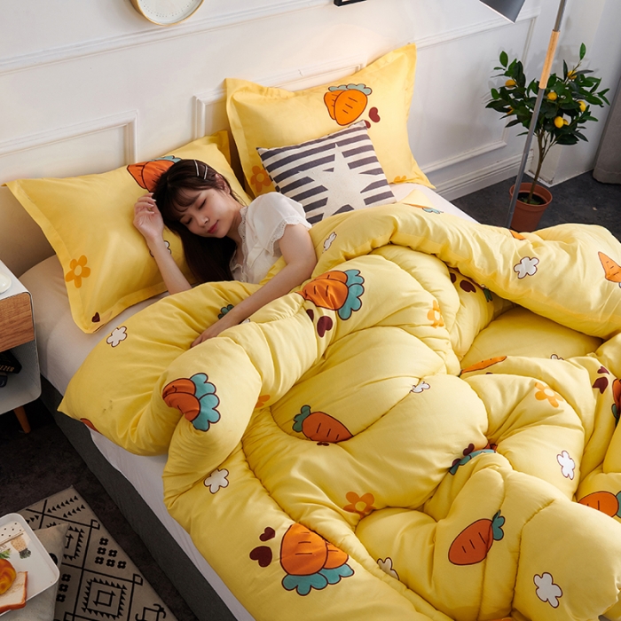 91家纺网 家纺一手货源 找家纺 被多多 2024新款磨毛印花冬被 开心萝卜