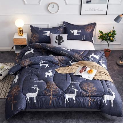 91家纺网 家纺一手货源 找家纺 被多多 2024新款磨毛印花冬被 麋鹿