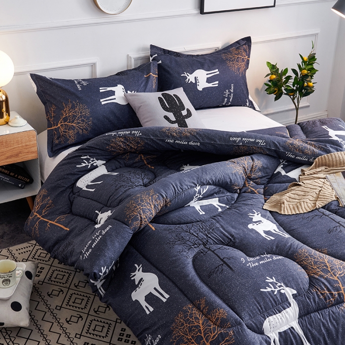 91家纺网 家纺一手货源 找家纺 被多多 2024新款磨毛印花冬被 麋鹿