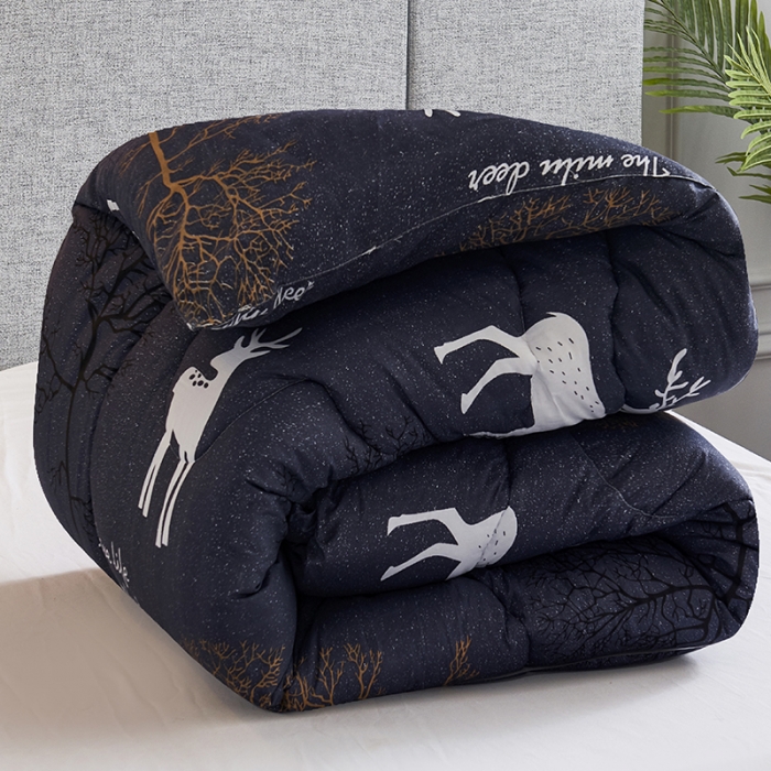 91家纺网 家纺一手货源 找家纺 被多多 2024新款磨毛印花冬被 麋鹿