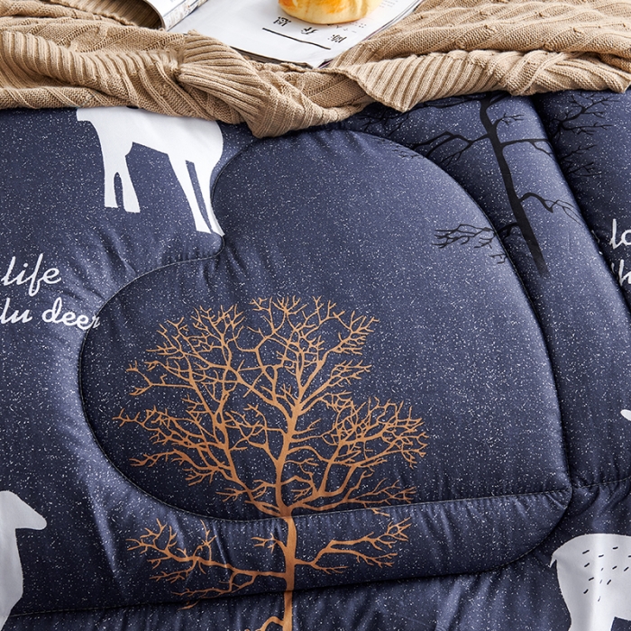 91家纺网 家纺一手货源 找家纺 被多多 2024新款磨毛印花冬被 麋鹿