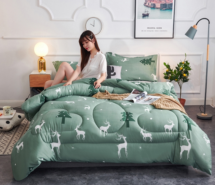 91家纺网 家纺一手货源 找家纺 被多多 2024新款磨毛印花冬被 森林小鹿