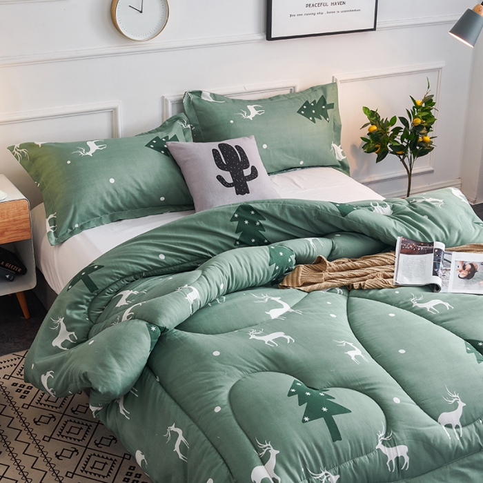 91家纺网 家纺一手货源 找家纺 被多多 2024新款磨毛印花冬被 森林小鹿