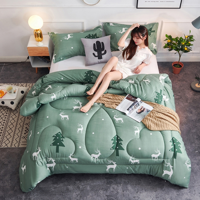 91家纺网 家纺一手货源 找家纺 被多多 2024新款磨毛印花冬被 森林小鹿