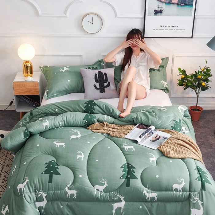 91家纺网 家纺一手货源 找家纺 被多多 2024新款磨毛印花冬被 森林小鹿