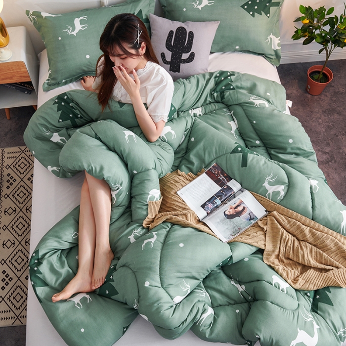 91家纺网 家纺一手货源 找家纺 被多多 2024新款磨毛印花冬被 森林小鹿