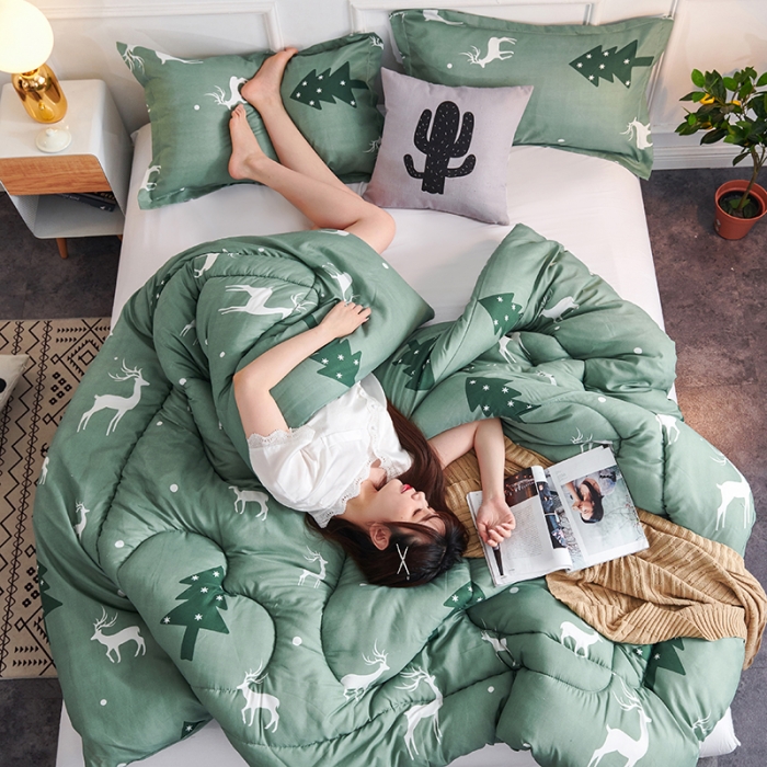 91家纺网 家纺一手货源 找家纺 被多多 2024新款磨毛印花冬被 森林小鹿