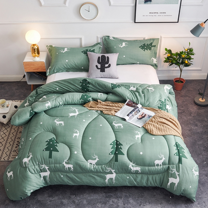 91家纺网 家纺一手货源 找家纺 被多多 2024新款磨毛印花冬被 森林小鹿