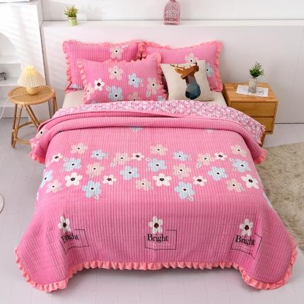 91家纺网 家纺一手货源 找家纺 雨洋家纺 2025新款水晶绒床盖晨雨花香