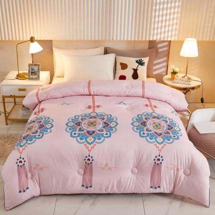 澳洲羽 2024网红爆款国潮风大豆被子被芯春秋被冬被 祥云粉