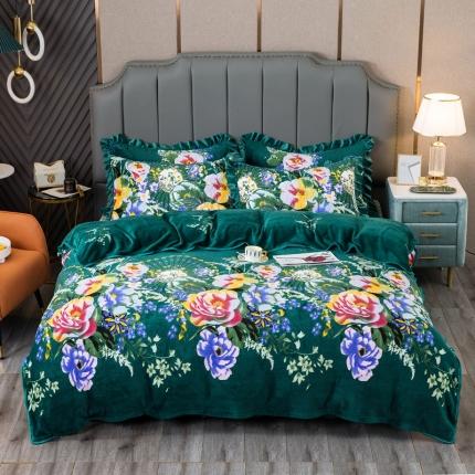 91家纺网 家纺一手货源 找家纺 （总）冬然 2024新款床盖牛奶绒夹棉床裙四件套单床裙单被套