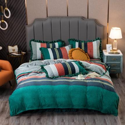 91家纺网 家纺一手货源 找家纺 （总）冬然 2024新款床盖牛奶绒夹棉床裙四件套单床裙单被套