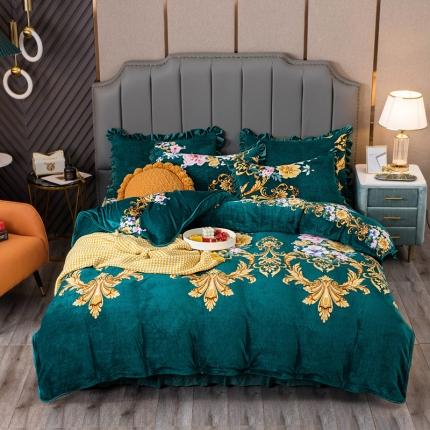 91家纺网 家纺一手货源 找家纺 （总）冬然 2024新款床盖牛奶绒夹棉床裙四件套单床裙单被套