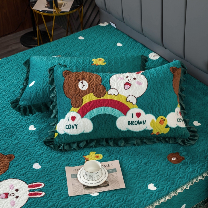 91家纺网 家纺一手货源 找家纺 （总）冬然 2024新款床盖牛奶绒夹棉床裙四件套单床裙单被套