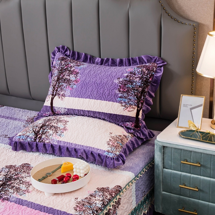 91家纺网 家纺一手货源 找家纺 冬然 2022牛奶绒夹棉床裙四件套单床裙单被套枕套 火树银花