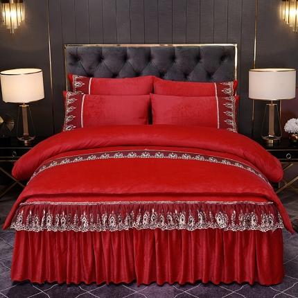 91家纺网 家纺一手货源 找家纺 （总）2025新款保暖水晶绒床裙款四件套