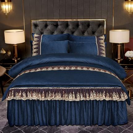 91家纺网 家纺一手货源 找家纺 （总）2025新款保暖水晶绒床裙款四件套