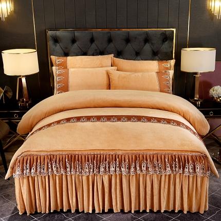 91家纺网 家纺一手货源 找家纺 （总）2025新款保暖水晶绒床裙款四件套