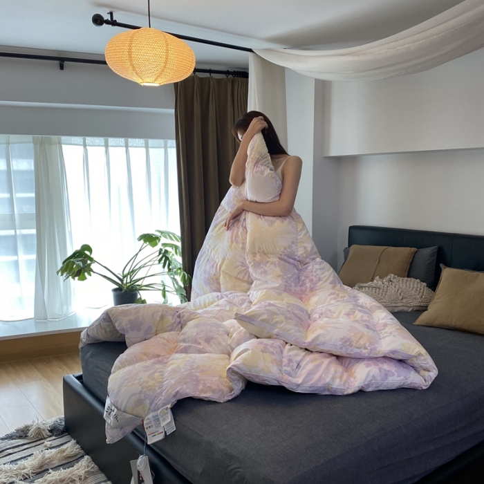 91家纺网 家纺一手货源 找家纺 俏企鹅 2025新款孔雀开屏羽绒被芯冬被春秋被子 富眠