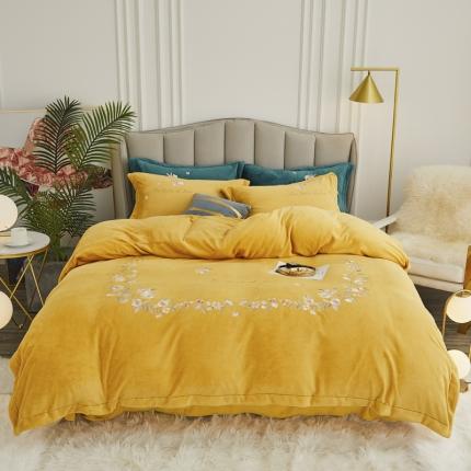 91家纺网 家纺一手货源 找家纺 （总）锦罗绣 2021新款高端牛奶绒刺绣款四件套