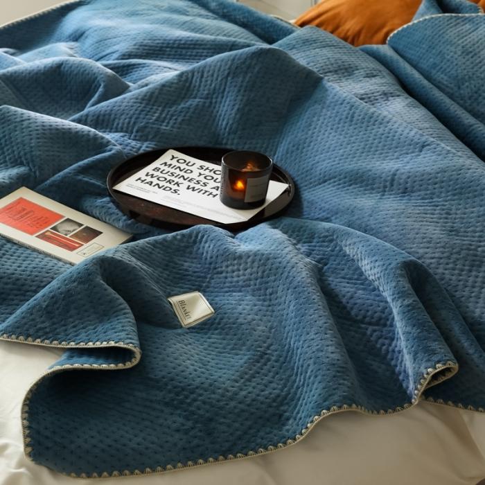 91家纺网 家纺一手货源 找家纺 法芙娜家纺 超声波牛奶绒毛毯 星星毯 宾利蓝