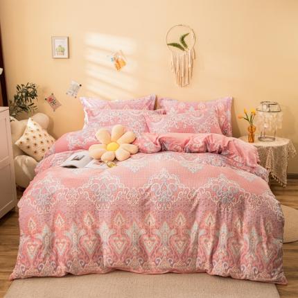 91家纺网 家纺一手货源 找家纺 昊川家纺 2024新款6D雕花绒四件套 费欧娜玉