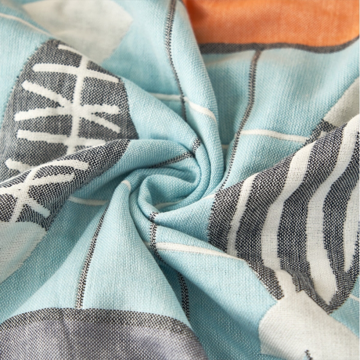 91家纺网 家纺一手货源 找家纺 朴尔家纺新款全棉四层纱布休闲枕巾53*78cmBBQ-蓝