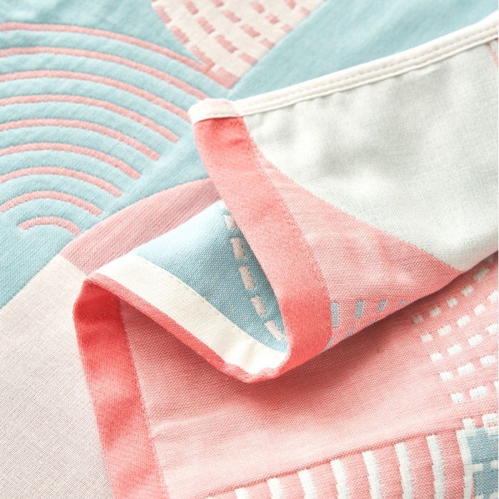 91家纺网 家纺一手货源 找家纺 朴尔家纺新款全棉四层纱布休闲枕巾53*78cm潮流风尚-粉