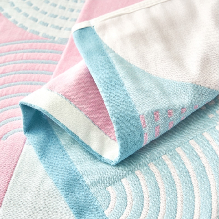 91家纺网 家纺一手货源 找家纺 朴尔家纺新款全棉四层纱布休闲枕巾53*78cm潮流风尚-蓝