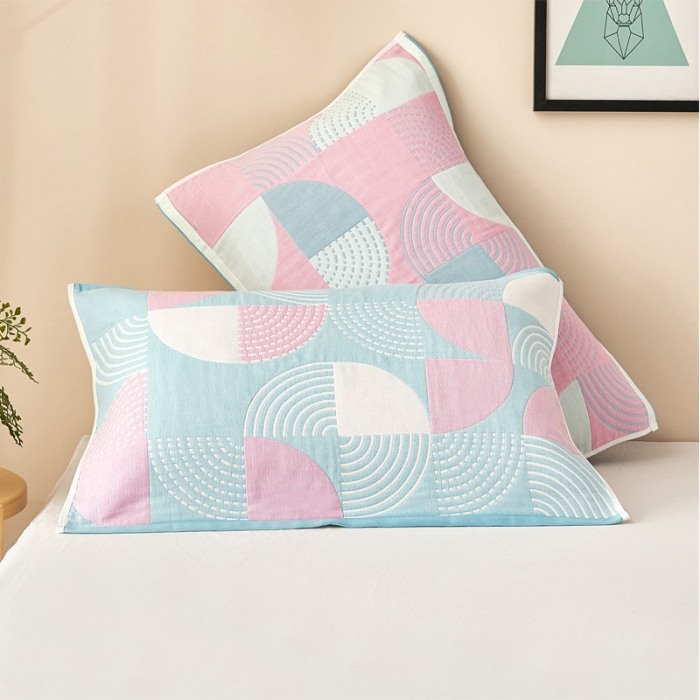 91家纺网 家纺一手货源 找家纺 朴尔家纺新款全棉四层纱布休闲枕巾53*78cm潮流风尚-蓝