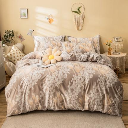 91家纺网 家纺一手货源 找家纺 昊川家纺 2024新款6D雕花绒四件套 花艺满枝