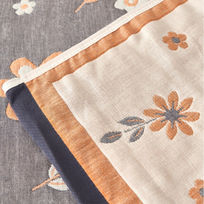 91家纺网 家纺一手货源 找家纺 朴尔家纺新款全棉四层纱布休闲枕巾53*78cm纷飞花雨-驼