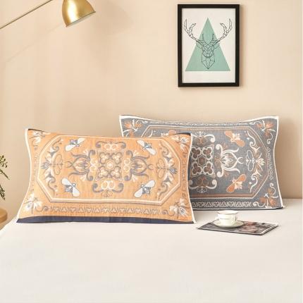 91家纺网 家纺一手货源 找家纺 朴尔家纺新款全棉四层纱布休闲枕巾53*78cm皇室贵族-黄