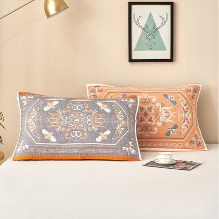 91家纺网 家纺一手货源 找家纺 朴尔家纺新款全棉四层纱布休闲枕巾53*78cm皇室贵族-灰黄