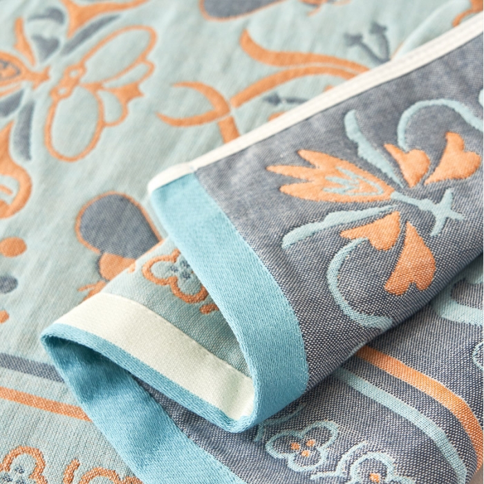 91家纺网 家纺一手货源 找家纺 朴尔家纺新款全棉四层纱布休闲枕巾53*78cm皇室贵族-灰蓝