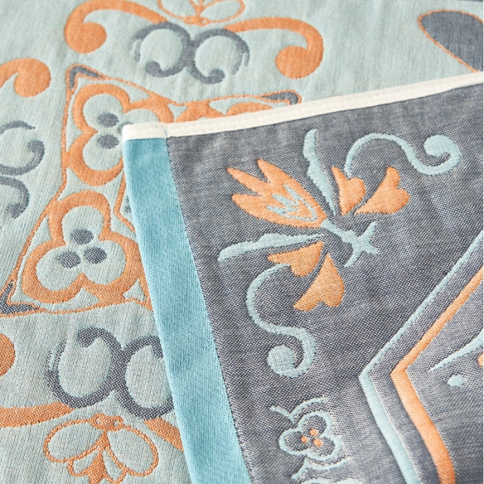 91家纺网 家纺一手货源 找家纺 朴尔家纺新款全棉四层纱布休闲枕巾53*78cm皇室贵族-灰蓝