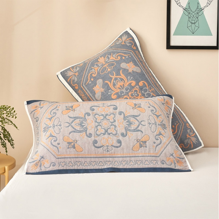 91家纺网 家纺一手货源 找家纺 朴尔家纺新款全棉四层纱布休闲枕巾53*78cm皇室贵族-浅咖